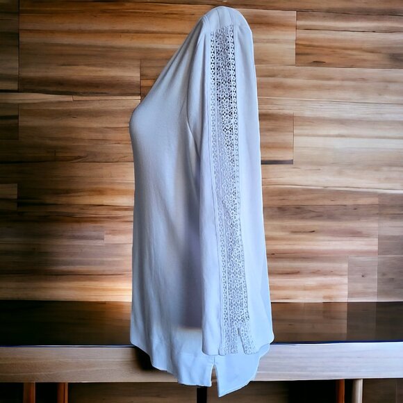 APPLESEEDS (MED) Crisp White 3/4 Sleeve w Embroidered Stitching - Picture 4 of 8